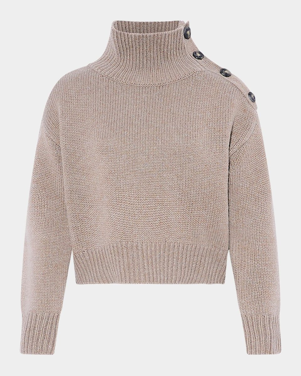 Buttoned Wool-Cashmere Sweat